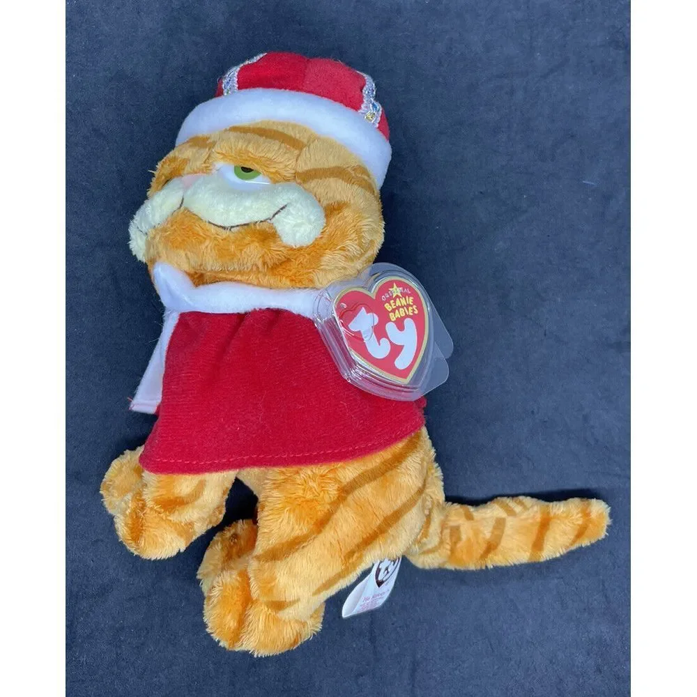 Vintage Garfield His‎ Majesty TY Beanie Babies Plush Stuffed Toy King MWMT